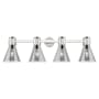 Innovations Lighting Lawton Cone 4 Light 34" Wide Vanity Light with Light Smoke Glass Shades Satin Nickel