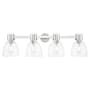 Innovations Lighting Lawton Bell 4 Light 34" Wide Vanity Light with Clear Glass Shades Satin Nickel