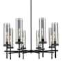 Innovations Lighting Lincoln 8 Light 32" Wide Candle Style Chandelier Matte Black / Light Smoke
