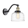Innovations Lighting Bell 12" Tall Wall Sconce Black Antique Brass / Clear Deco Swirl
