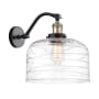 Innovations Lighting Bell 13" Tall Wall Sconce Black Antique Brass / Clear Deco Swirl