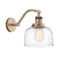 Innovations Lighting Bell 12" Tall Wall Sconce Brushed Brass / Clear Deco Swirl