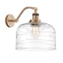 Innovations Lighting Bell 13" Tall Wall Sconce Brushed Brass / Clear Deco Swirl