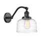 Innovations Lighting Bell 12" Tall Wall Sconce Matte Black / Clear Deco Swirl