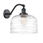 Innovations Lighting Bell 13" Tall Wall Sconce Matte Black / Clear Deco Swirl