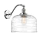 Innovations Lighting Bell 13" Tall Wall Sconce Polished Chrome / Clear Deco Swirl