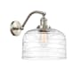 Innovations Lighting Bell 13" Tall Wall Sconce Brushed Satin Nickel / Clear Deco Swirl