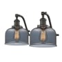 Innovations Lighting Large Bell 2 Light 18" Wide Bathroom Vanity Light Oiled Rubbed Bronze / Smoked
