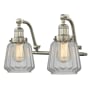 Innovations Lighting Chatham 2 Light 18" Wide Bathroom Vanity Light Satin Brushed Nickel / Clear Fluted