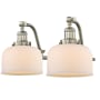 Innovations Lighting Large Bell 2 Light 18" Wide Bathroom Vanity Light Satin Brushed Nickel / Matte White Cased