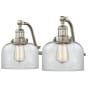 Innovations Lighting Large Bell 2 Light 18" Wide Bathroom Vanity Light Satin Brushed Nickel / Clear