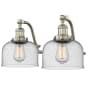 Innovations Lighting Large Bell 2 Light 18" Wide Bathroom Vanity Light Satin Brushed Nickel / Seedy