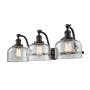 Innovations Lighting Large Bell 3 Light 28" Wide Bathroom Vanity Light Oiled Rubbed Bronze / Clear