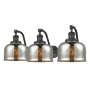 Innovations Lighting Large Bell 3 Light 28" Wide Bathroom Vanity Light Oil Rubbed Bronze / Silver Plated Mercury