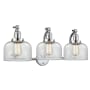 Innovations Lighting Large Bell 3 Light 28" Wide Bathroom Vanity Light Polished Chrome / Clear