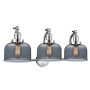 Innovations Lighting Large Bell 3 Light 28" Wide Bathroom Vanity Light Polished Chrome / Plated Smoked