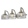 Innovations Lighting Large Bell 3 Light 28" Wide Bathroom Vanity Light Satin Brushed Nickel / Clear
