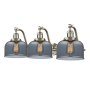 Innovations Lighting Large Bell 3 Light 28" Wide Bathroom Vanity Light Satin Brushed Nickel / Smoked