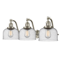 Innovations Lighting Large Bell 3 Light 28" Wide Bathroom Vanity Light Satin Brushed Nickel / Seedy