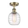 Innovations Lighting Belfast 6" Wide Semi-Flush Globe Ceiling Fixture Antique Brass / Deco Swirl