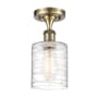 Innovations Lighting Cobbleskill 5" Wide Semi-Flush Ceiling Fixture Antique Brass / Deco Swirl