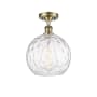 Innovations Lighting Athens 10" Wide Semi-Flush Globe Ceiling Fixture Antique Brass / Clear Water Glass
