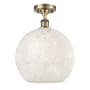 Innovations Lighting White Mouchette 12" Wide Semi-Flush Ceiling Fixture Antique Brass