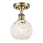 Innovations Lighting White Mouchette 6" Wide Semi-Flush Ceiling Fixture Antique Brass