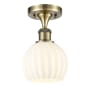 Innovations Lighting White Venetian 6" Wide Semi-Flush Ceiling Fixture Antique Brass