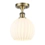 Innovations Lighting White Venetian 8" Wide Semi-Flush Ceiling Fixture Antique Brass