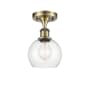Innovations Lighting Athens Deco Swirl 6" Wide Semi-Flush Ceiling Fixture Antique Brass / Clear