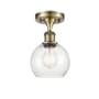 Innovations Lighting Athens Deco Swirl 6" Wide Semi-Flush Ceiling Fixture Antique Brass / Seedy