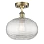 Innovations Lighting Ithaca 10" Wide Semi-Flush Ceiling Fixture Antique Brass