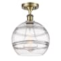 Innovations Lighting Rochester 10" Wide Semi-Flush Ceiling Fixture Antique Brass / Clear