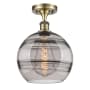 Innovations Lighting Rochester 10" Wide Semi-Flush Ceiling Fixture Antique Brass / Smoked