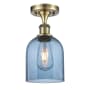 Innovations Lighting Bella 6" Wide Semi-Flush Ceiling Fixture Antique Brass / Blue