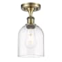 Innovations Lighting Bella 6" Wide Semi-Flush Ceiling Fixture Antique Brass / Clear