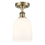 Innovations Lighting Bella 6" Wide Semi-Flush Ceiling Fixture Antique Brass / White
