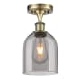 Innovations Lighting Bella 6" Wide Semi-Flush Ceiling Fixture Antique Brass / Smoked