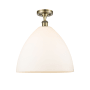 Innovations Lighting Bristol Glass 16" Wide Semi-Flush Ceiling Fixture Antique Brass / Matte White