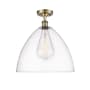 Innovations Lighting Bristol Glass 16" Wide Semi-Flush Ceiling Fixture Antique Brass / Clear