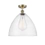 Innovations Lighting Bristol Glass 16" Wide Semi-Flush Ceiling Fixture Antique Brass / Seedy