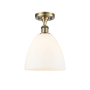 Innovations Lighting Bristol Glass 9" Wide Semi-Flush Ceiling Fixture Antique Brass / Matte White
