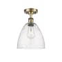 Innovations Lighting Bristol Glass 9" Wide Semi-Flush Ceiling Fixture Antique Brass / Seedy