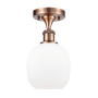 Innovations Lighting Belfast 6" Wide Semi-Flush Ceiling Fixture Antique Copper / Matte White