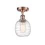 Innovations Lighting Belfast 6" Wide Semi-Flush Globe Ceiling Fixture Antique Copper / Deco Swirl