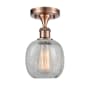 Innovations Lighting Belfast 6" Wide Semi-Flush Ceiling Fixture Antique Copper / Clear Crackle