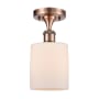 Innovations Lighting Cobbleskill 5" Wide Semi-Flush Ceiling Fixture Antique Copper / Matte White