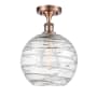 Innovations Lighting Large Deco Swirl 10" Wide Semi-Flush Ceiling Fixture Antique Copper / Clear