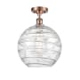 Innovations Lighting X-Large Deco Swirl 12" Wide Semi-Flush Ceiling Fixture Antique Copper / Clear